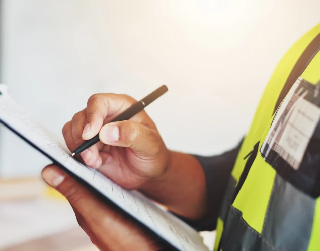 person holding clipboard